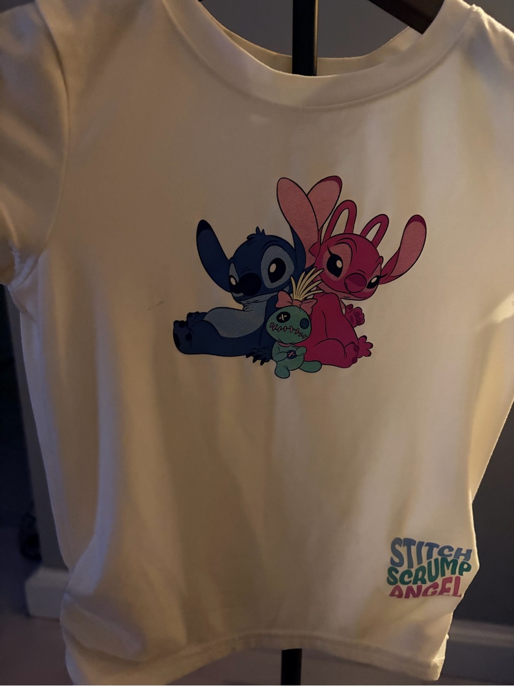 Disney Cream Tee with Blue & Pink Stitch Characters